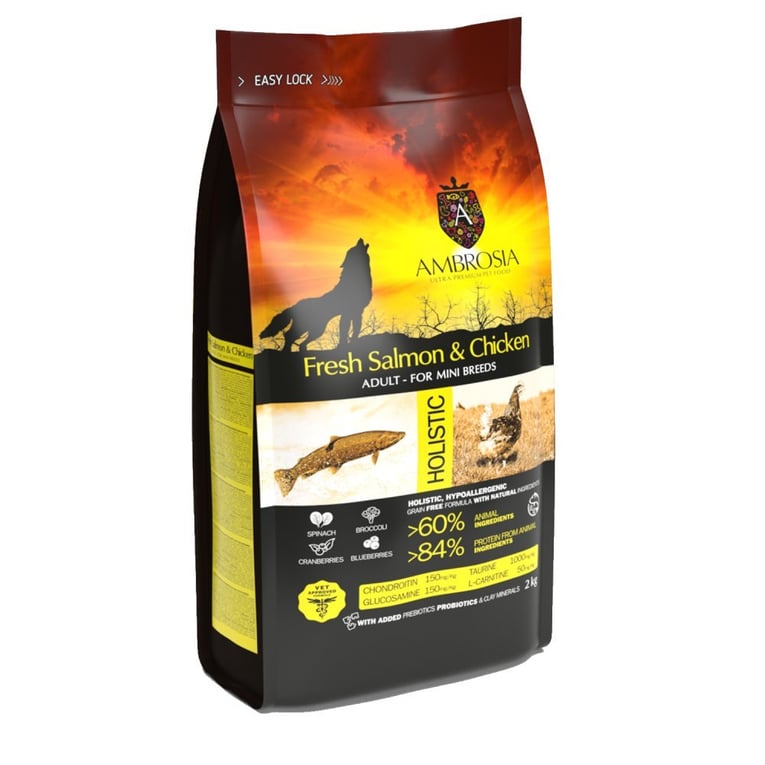 אמברוסיה בוגר מיני סלמון ועוף 2 ק"ג - Ambrosia adult mini salmon and chicken