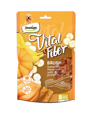 Vital Fiber חטיף דנטלי בצורת מברשת שיניים בטעם דבש זרעי שומר ותפוז 80 גרם