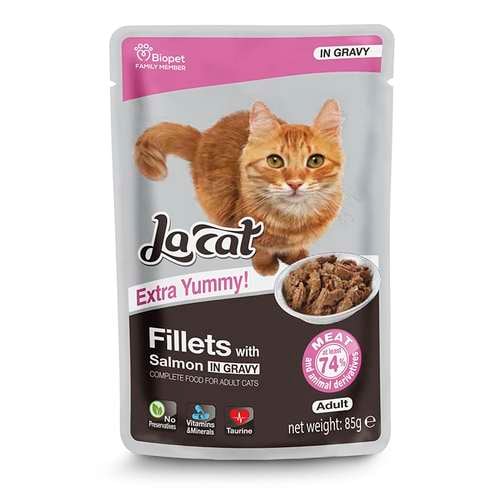 פאוצ' נתחוני לה קט עם סלמון ברוטב 85 גרם