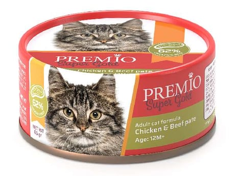 שימור פרמיו עוף ובקר לחתול בוגר 85 גרם