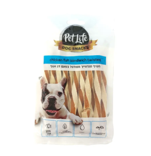 פטלייף חטיף סנדוויץ מסולסל דג ועוף 80גר'