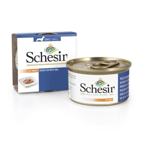 שזיר מעדן דגי אוקיינוס וטונה לכלבים 85 גרם- Schesir Ocean Fish&Tuna