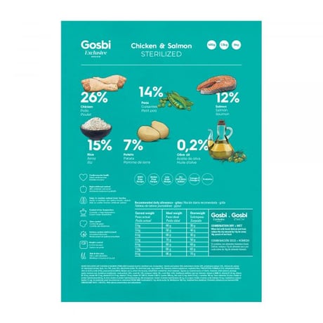 גוסבי חתול אקסלוסיב סטרלייז עוף וסלמון 6 ק"ג
