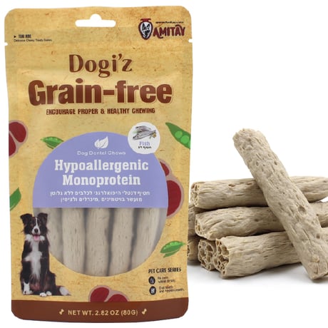 חטיף לכלבים היפואלרגני מקל תפוח ודג ללא גלוטן