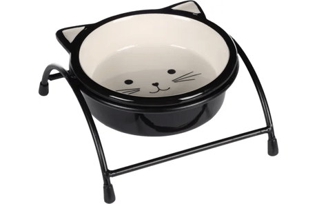 קערת מים/אוכל קרמית לחתול עם סטנד מוגבה פלמינגו 230 מ"ל