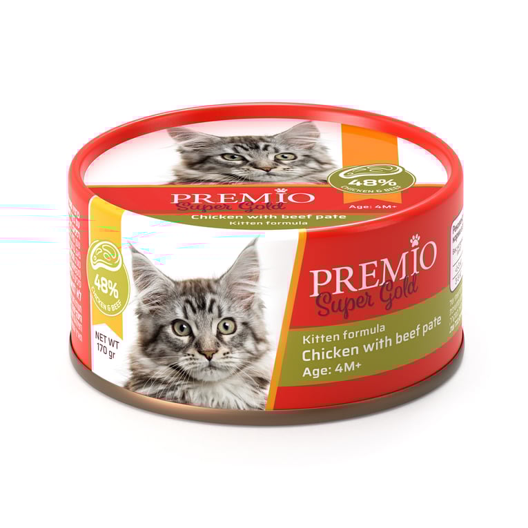 שימור פרמיו סופר גולד עוף ובקר במרקם פטה 170 גרם