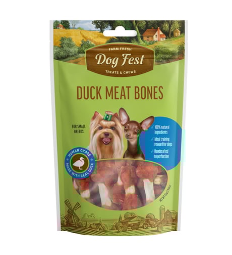 חטיף דוג פסט מיני עצם בשר ברווז 55 גרם - Dog Fest duck meat bones