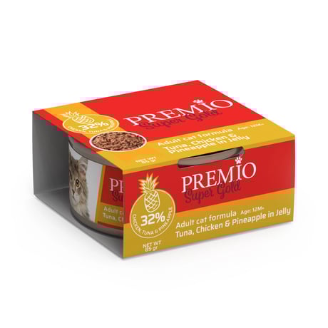 שימור פרמיו סופר גולד טונה, עוף ואננס בג'לי 85 גרם