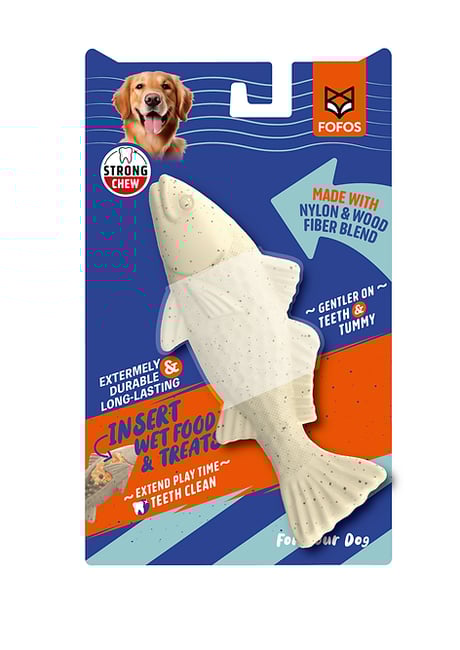 פופוס צעצוע לעיסה משולב עץ וניילון דג