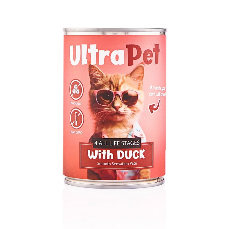 שימורי חתול אולטרה פט ברווז 400 גרם