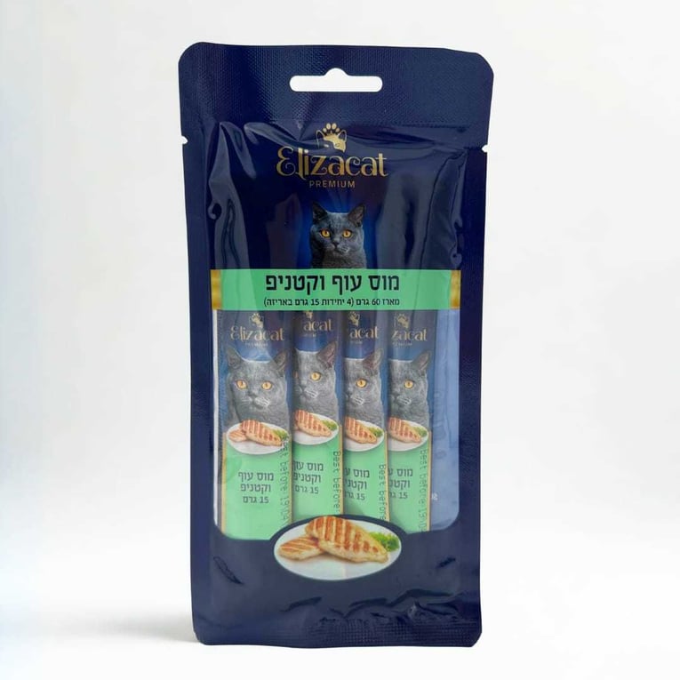 שלוקים אליזקט מוס - עוף וקטניפ 60 גרם