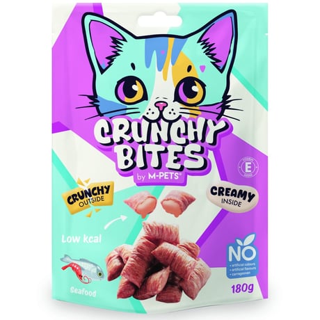 חטיף חתולים קראנצ'י בטעם פירות ים 180 גרם