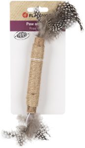 מקל יוטה מעץ מטאטאבי ונוצות לחתול