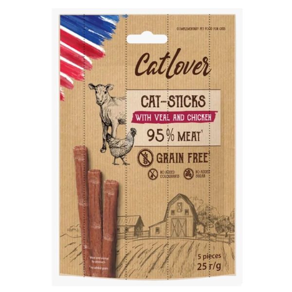 Cat Lover - סטיקים לחתול בטעם עגל ועוף 5 יחידות Cat Lover - סטיקים לחתול בטעם עגל ועוף 5 יחידות