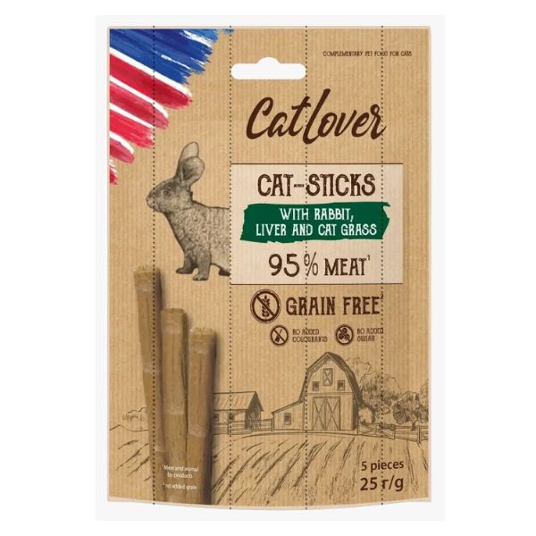 Cat Lover - סטיקים לחתול בטעם ארנב כבד ועשב חתולים 5 יחידות Cat Lover - סטיקים לחתול בטעם ארנב כבד ועשב חתולים 5 יחידות