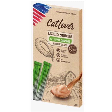 Cat Lover - חטיף נוזלי לחתולים בטעם נקניק כבד ועשב חתולים