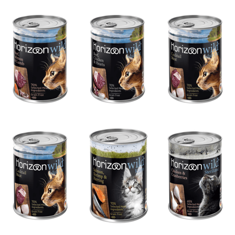 6 יחידות שימורי הורייזן לחתול במגוון טעמים 400 גרם