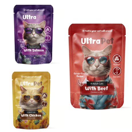 מבצע 4 יחידות פאוץ’ אולטרה פט במגוון טעמים 85 גרם