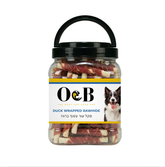 O&B מקל עור עטוף ברווז צנצנת - 400 גרם O&B מקל עור עטוף ברווז צנצנת - 400 גרם