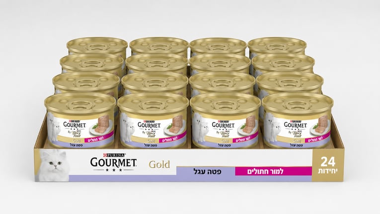 מגש גורמה גולד פטה עגל לגור חתולים פורינה 24*85 גרם