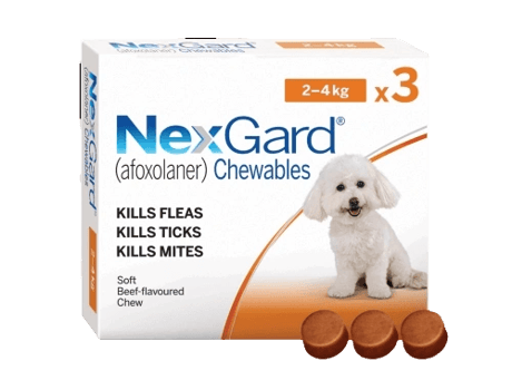 נקסגארד 3 כדורים נגד פרעושים וקרציות 2-4 ק”ג - NexGard
