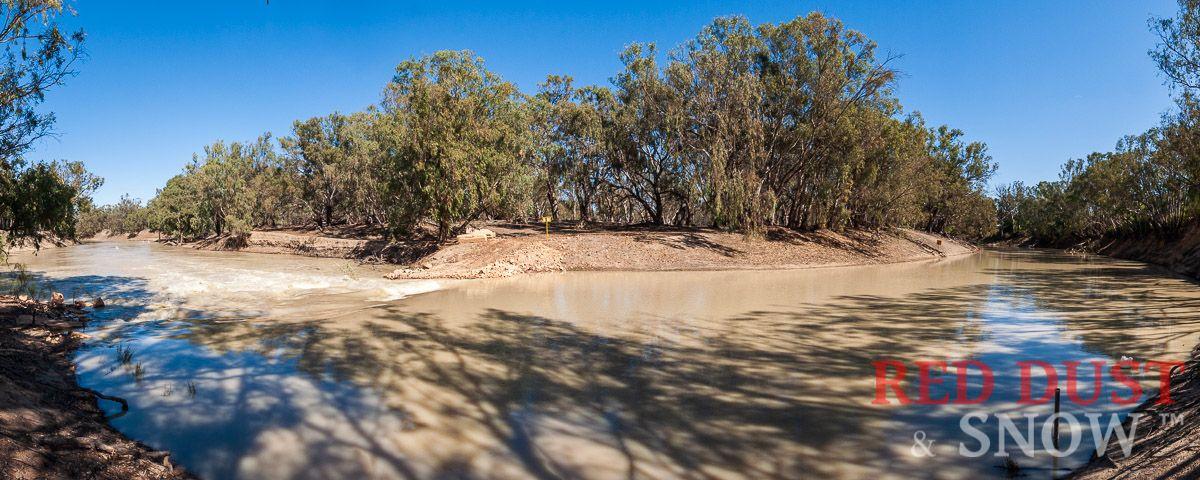 The causeway across the Darling River at Pooncarie, Outback NSW, Australia