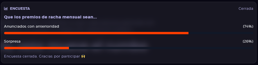 premios de racha mensual