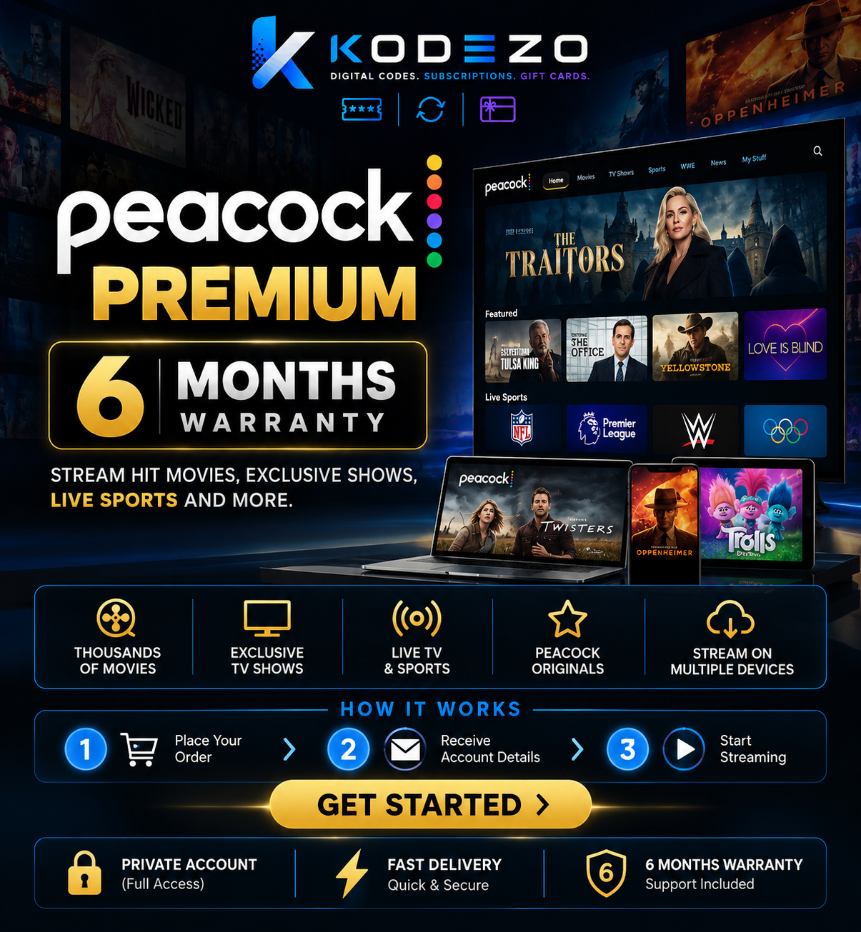 Peacock TV Premium - 6 Months Access