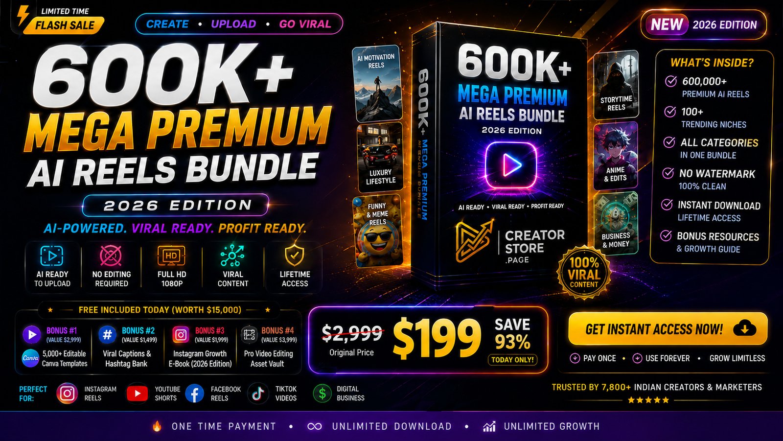 ✨ 600K Viral AI Reels Bundle (93% OFF) ✨