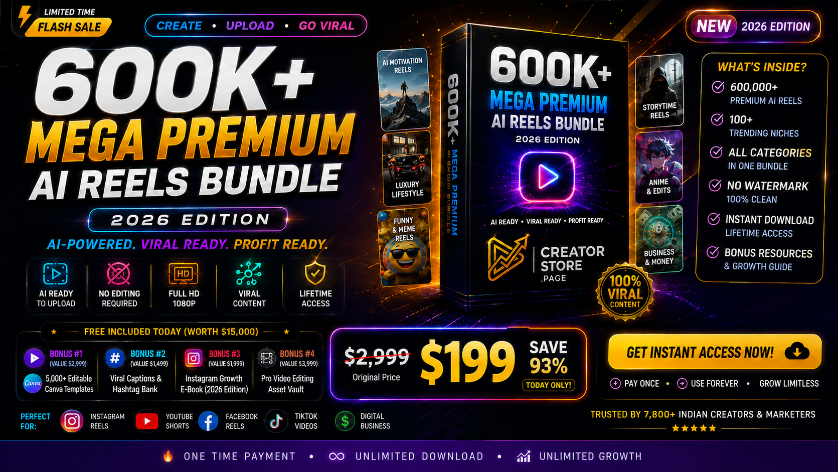 ✨ 600K Viral AI Reels Bundle (93% OFF) ✨