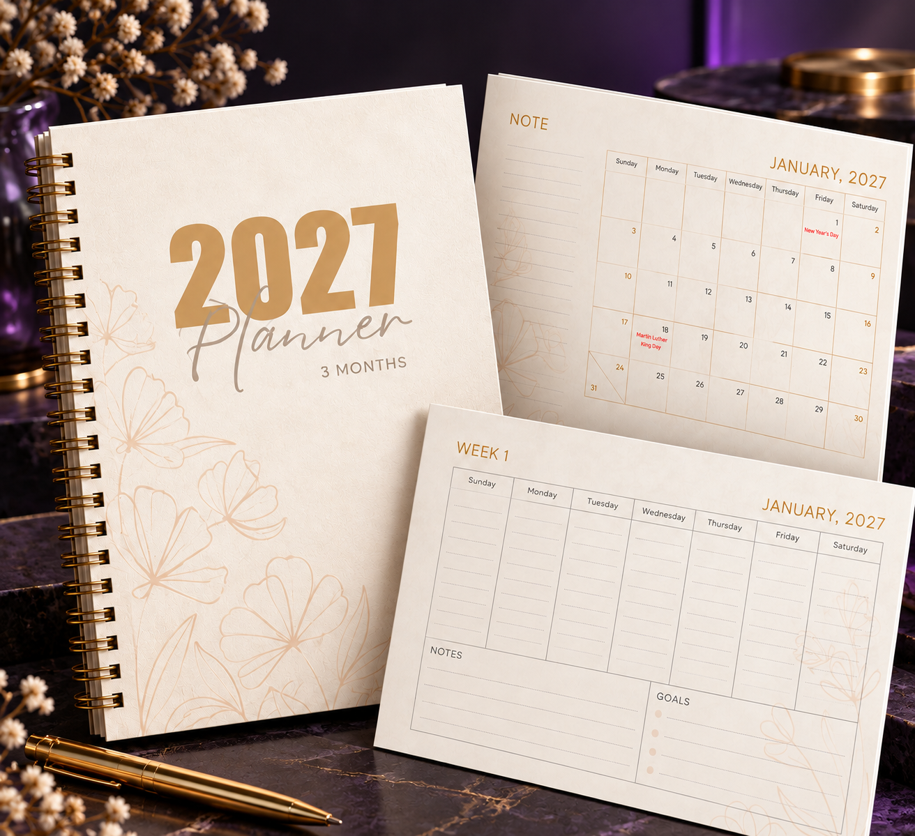 6-Month Calendar, Weekly Organizer & Notes– 2027 Digital Planner