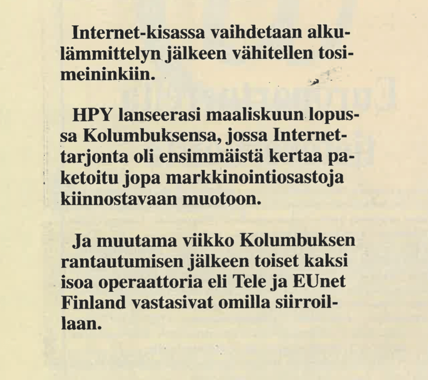 Ingressi InfoLinja-lehden sivulla 4 huhtikuussa 1995