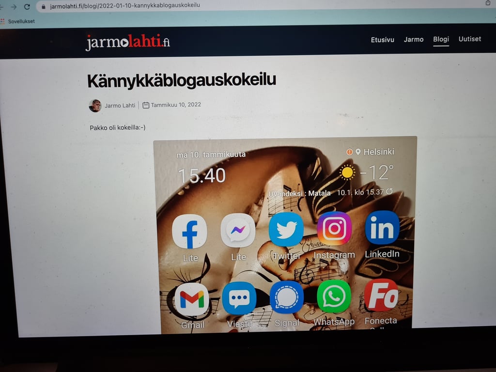 Valokuva blogauksesta