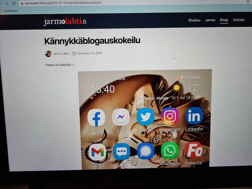 Valokuva blogauksesta