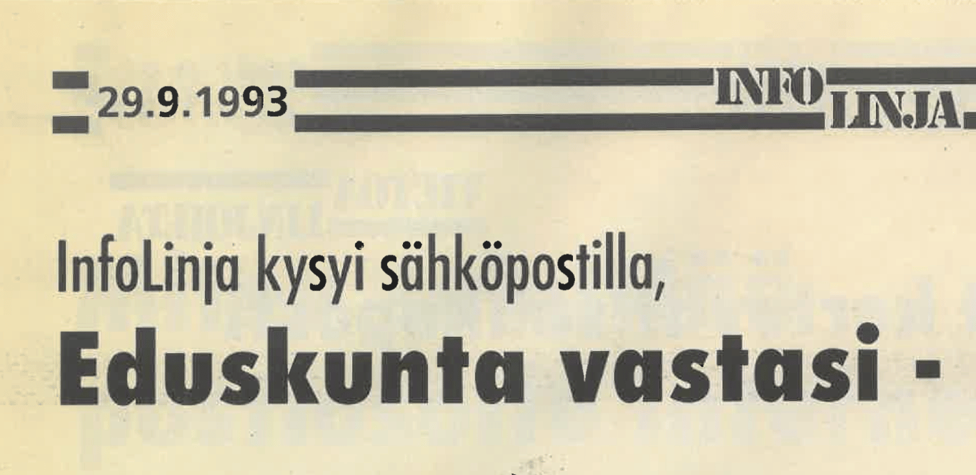 InfoLinja 1/1993 sivun 7 otsikko