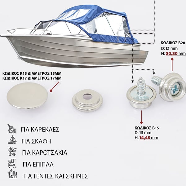 ανοξείδωτα βιδωτά τρουκ για σκάφος και βάρκα