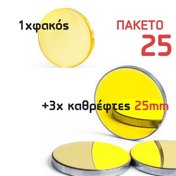 lens-mirrors-pack25 Φακός CO2 Laser + 3 καθρέφτες 25 mm ΠΑΚΕΤΟ