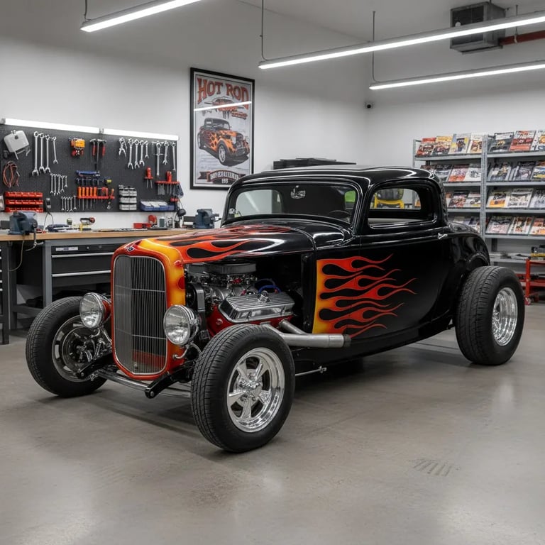 1932 Ford Hot Rod custom black with flames