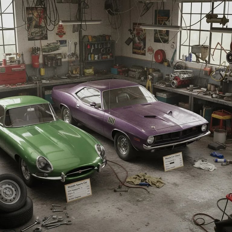 1970 Plymouth Barracuda purple muscle car