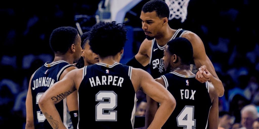 Victor Wembanyama and teammates ahead of the NBA Finals against the New York Knicks