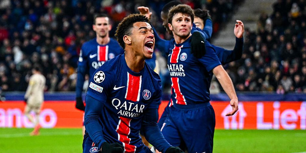 Doue, Neves and Ruiz - PSG players celebrating