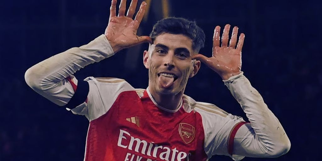 Kai Havertz celebrating a goal for Arsenal.
