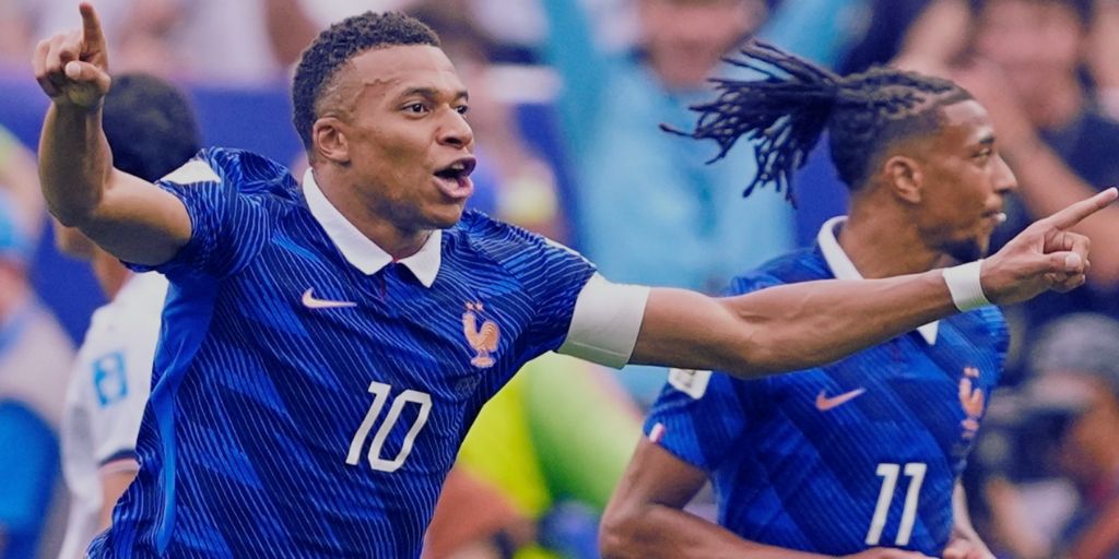Mbappe celebrating a World Cup goal