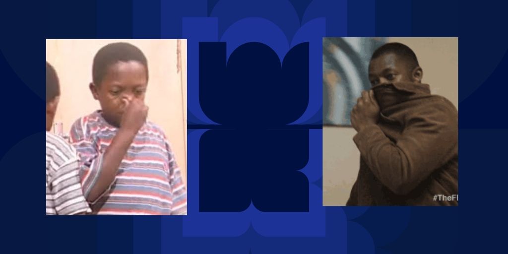 Aki - smelling meme and another man making a "smelling" gesture
