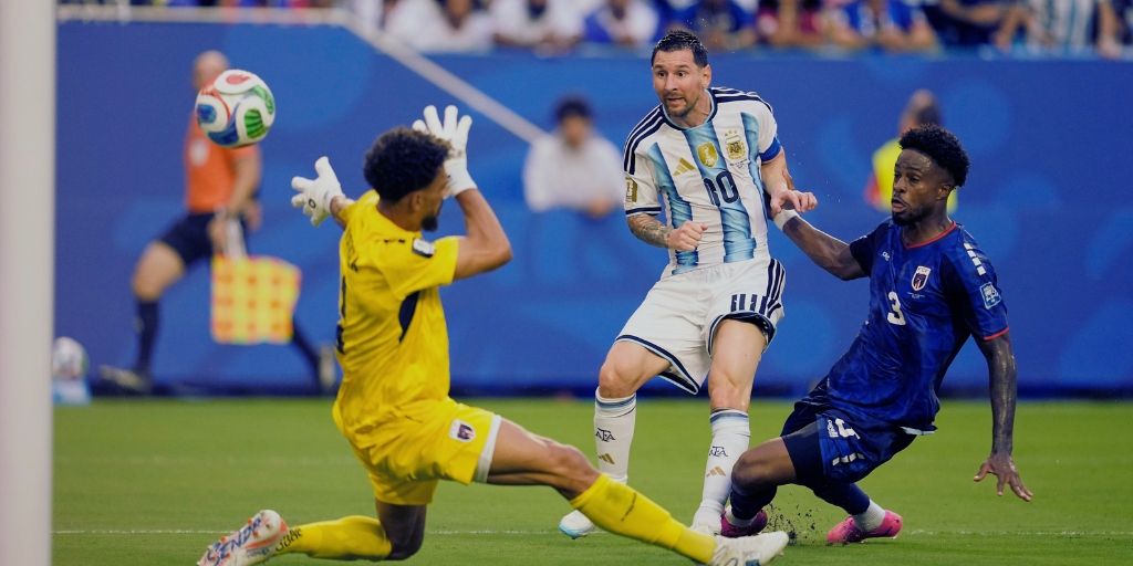 Lionel Messi scoring his goal against Cabo Verde at the 2026 World Cup