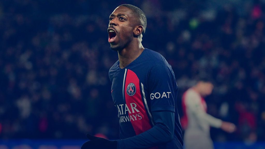 Ousmane Dembele celebrating in a PSG jersey