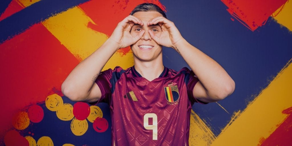 Leo Trossard celebrating for Belgium