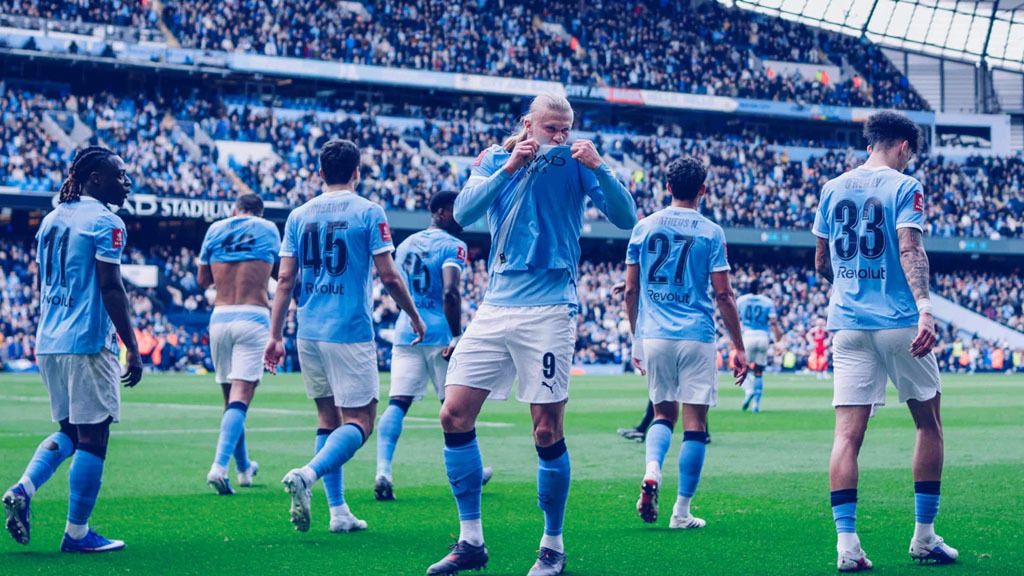Erling Haaland celebrating a goal