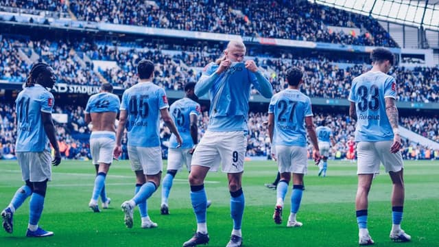 Erling Haaland celebrating a goal