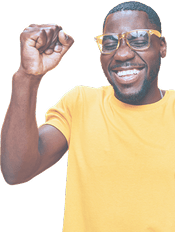 Man celebrating